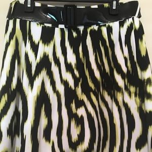 Worthington | Black and Neon Green Leopard Skirt